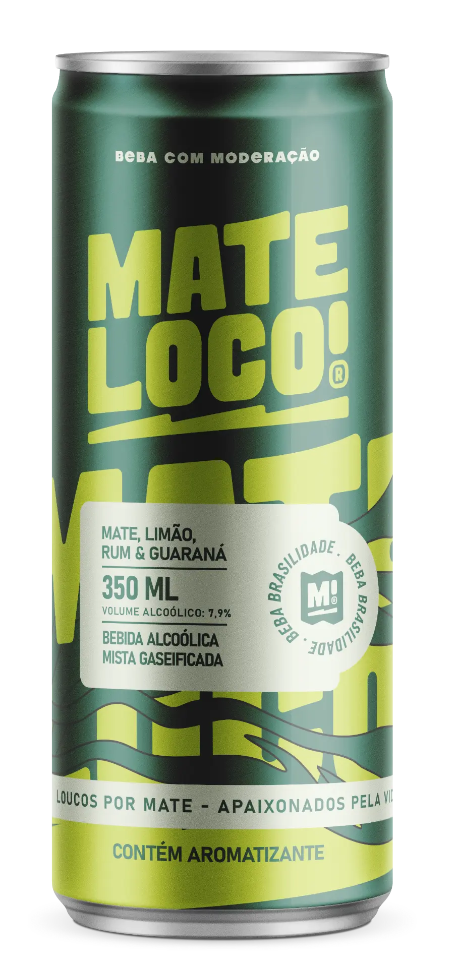 Lata de Mate Loco com selo Beba Brasilidade